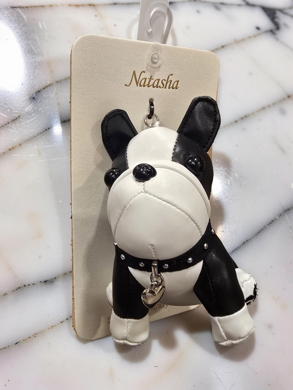 Natasha Couture French Bulldog Leather Bag Charm NWT - Picture 2 of 2